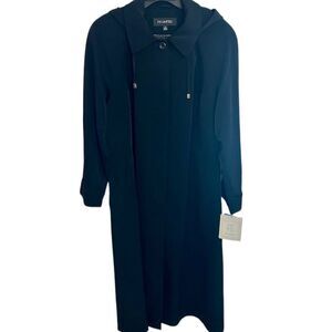 FS Limited Silky Twill Black Long Trench Coat with Detachable Hood Size 1X NEW